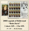 2008 Legends of Hollywood “Bette Davis” Stamp Sheet