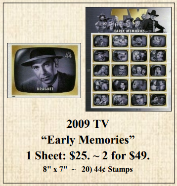 2009 TV “Early Memories” Stamp Sheet
