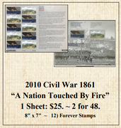 2010 Civil war (1861) "A Nation Touched by Fire" Stamp Sheet