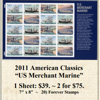 2011 American Classics “US Merchant Marine” Stamp Sheet