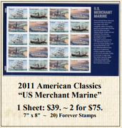 2011 American Classics “US Merchant Marine” Stamp Sheet