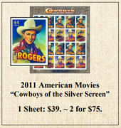 2011 American Movies “Cowboys of the Silver Screen” Stamp Sheet