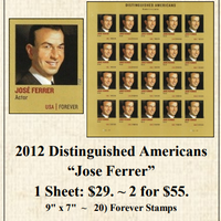 2012 Distinguished Americans “Jose Ferrer” Stamp Sheet