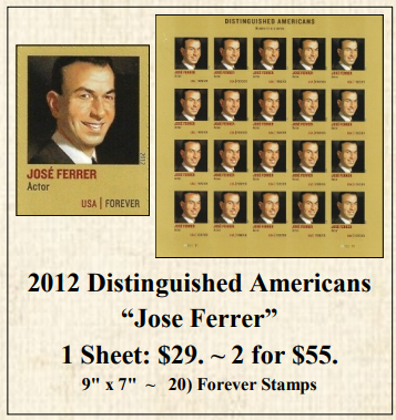 2012 Distinguished Americans “Jose Ferrer” Stamp Sheet