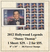 2012 Hollywood Legends “Danny Thomas” Stamp Sheet