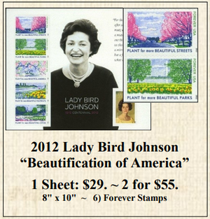 2012 Lady Bird Johnson “Beautification of America” Stamp Sheet