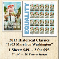 2013 Historical Classics “1963 March on Washington” Stamp Sheet