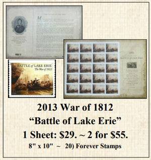 2013 War of 1812 “Battle of Lake Erie” Stamp Sheet