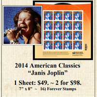 2014 American Classics “Janis Joplin” Stamp Sheet