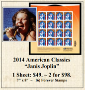 2014 American Classics “Janis Joplin” Stamp Sheet
