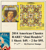 2014 American Classics RARE! “Jimi Hendrix” Stamp Sheet