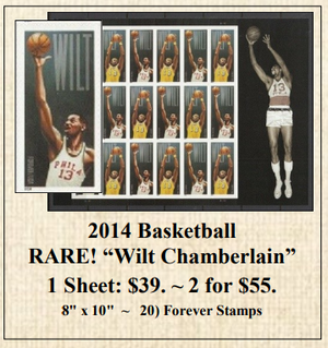 2014 Basketball RARE! “Wilt Chamberlain” Stamp Sheet