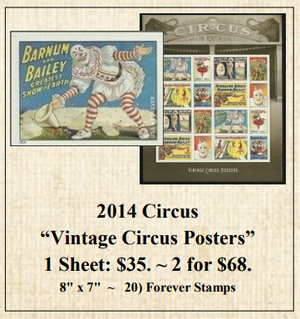 2014 Circus "Vintage Circus Posters" Stamp Sheet