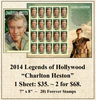 2014 Legends of Hollywod "Charlton Heston" Stamp Sheet