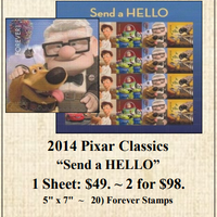 2014 Pixar Classics “Send a HELLO” Stamp Sheet