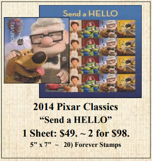 2014 Pixar Classics “Send a HELLO” Stamp Sheet