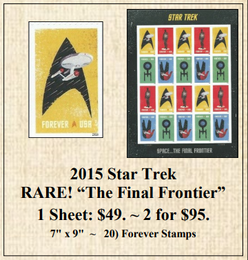2015 Star Trek RARE! “The Final Frontier” Stamp Sheet