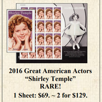 RARE! 2016 Legends of Hollywood “Shirley Temple” Stamp Sheet