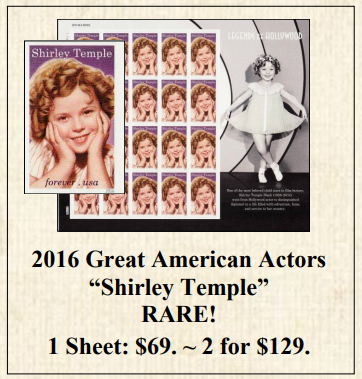 RARE! 2016 Legends of Hollywood “Shirley Temple” Stamp Sheet