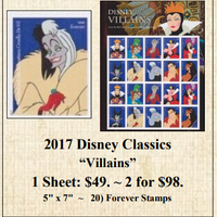 2017 Disney Classics “Villains” Stamp Sheet