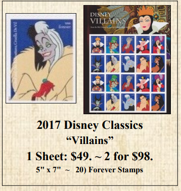 2017 Disney Classics “Villains” Stamp Sheet