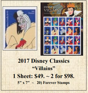2017 Disney Classics “Villains” Stamp Sheet