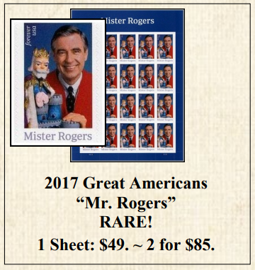 2017 Great Americans “Mr. Rogers” Stamp Sheet