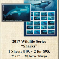 2017 Wildlife Series “Sharks” Stamp Sheet