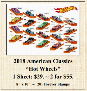 2018 American Classics “Hot Wheels” Stamp Sheet