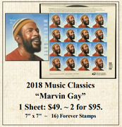 2018 Music Classics “Marvin Gay” Stamp Sheet