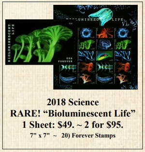 2018 Science RARE! “Bioluminescent Life” Stamp Sheet