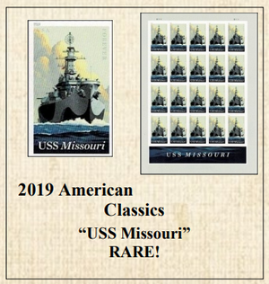 2019 American Classics “USS Missouri” Stamp Sheet