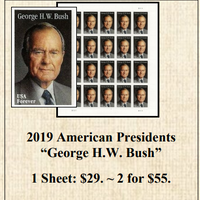 2019 American Presidents “George H.W. Bush” Stamp Sheet