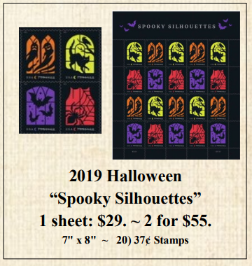 2019 Halloween “Spooky Silhouettes” Stamp Sheet