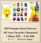 2019 Sesame Street Forever "All of you Favorite Characters" Stamp Sheet