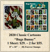 2020 Classic Cartoons “Bugs Bunny” Stamp Sheet