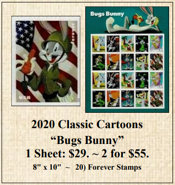 2020 Classic Cartoons “Bugs Bunny” Stamp Sheet