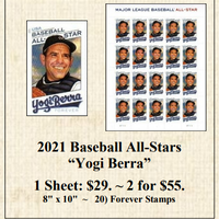 2021 Baseball All-Stars “Yogi Berra” Stamp Sheet