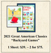 2021 Great American Classics “Backyard Games” Stamp Sheet