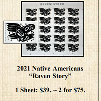 2021 Native Americans “Raven Story” Stamp Sheet