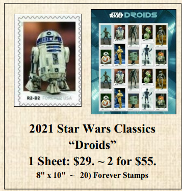 2021 Star Wars Classics “Droids” Stamp Sheet