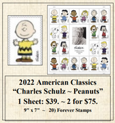2022 American Classics “Charles Schulz ~ Peanuts” Stamp Sheet