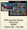 '22 American Classics “Pony Cars” Stamp Sheet