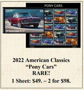 '22 American Classics “Pony Cars” Stamp Sheet