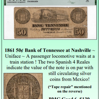 1861 50 Cent Bank of Tennessee at Nashville Obsolete Currency #340