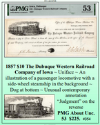 1857 $10 The Dubuque Western Railroad Company of Iowa Obsolete Currency #354