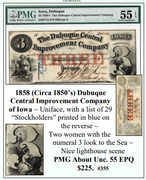 1858 (Circa 1850’s) Dubuque Central Improvement Company  of Iowa Obsolete Currency #355