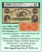 Circa 1850’s $100 Citizens Bank of New Orleans, LA Obsolete Currency #370