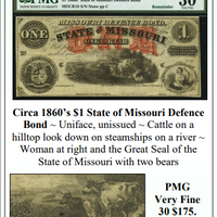 Circa 1860’s $1 State of Missouri Defence Bond Obsolete Currency #373