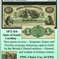 1872 $10 State of South Carolina Obsolete Currency #375